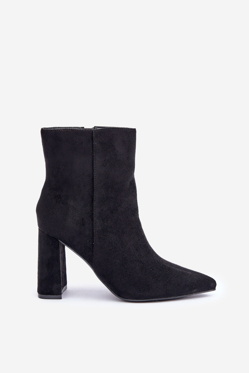 Ankle Boots With Pointed Toes On A Heel Eco Suede Black Artolla