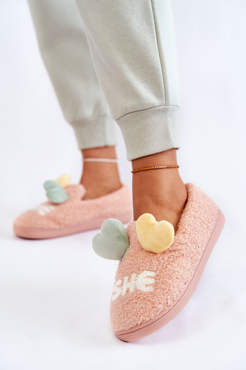 Women's Slippers With Hearts Pink Alasca