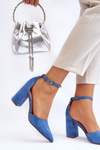 Suede Heel Pumps Blue Lexie