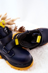 Children's Velcro Insulated Boots Navy Blue Fruzio