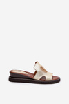 Ladies Wedge Sandals Eco Leather With Decoration Gold Sarela