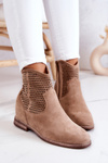 Suede Women's Boots Hidden Wedge Beige Solene
