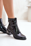 Lacquered Heeled Ankle Boots Insulated Black MR880-093