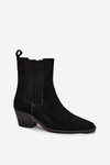 Women's Suede Ankle Boots With Heel Insulated Black Arelia
