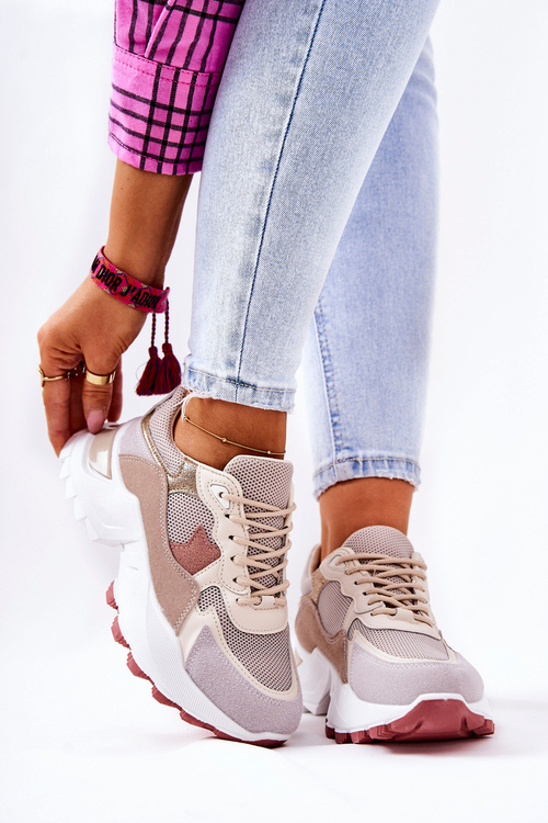 Sportowe Buty Na Platformie Beżowe Alessia