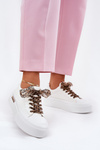 Women's sneakers on a chunky platform with decorative lacing white Zidora