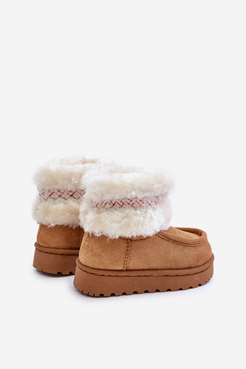 Snow Boots Kids With Fur And Pattern Camel Melefia