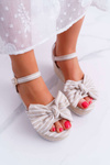 Women's Platform Platform Anchor Sandals With Bow Tie Beige Bounce