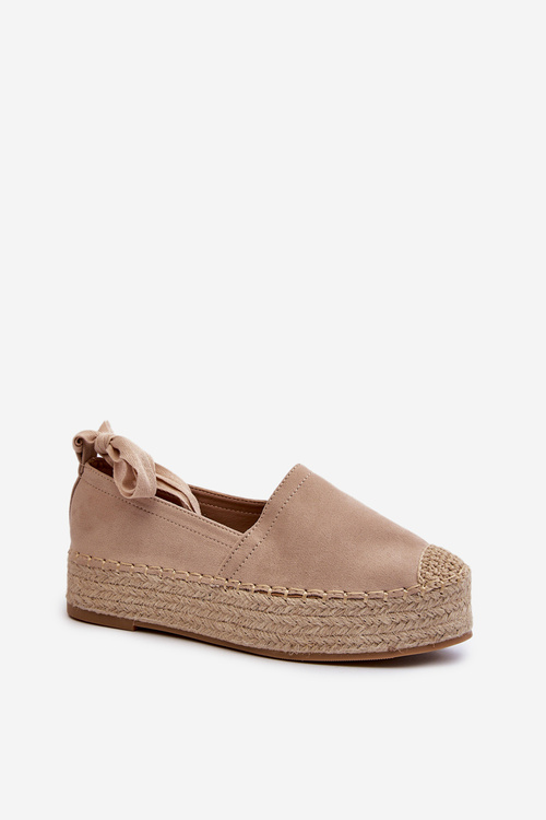 Women's Espadrilles Tied on a Platform with Braiding Beige Tailesse