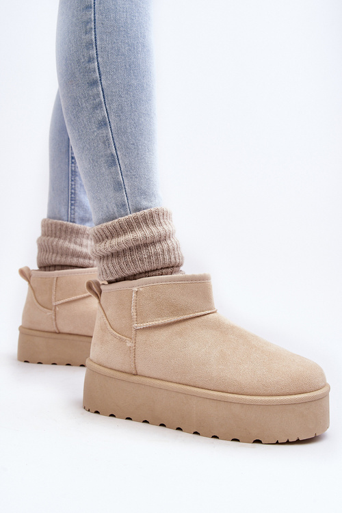 Women's Suede Snow Boots on Platform Light Beige Corcoran