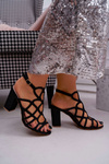 Women's Stiletto Sandals Brocade Black Gete