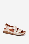Leather Women's Sandals With Velcro Maciejka L6848-25 Gold