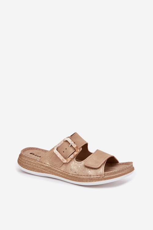 Women's Slippers With Buckle And Velcro Beige INBLU MK000013