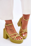 Fashionable High Heels Sandals With Straps Lime Shemira