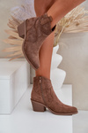 Cowboy Boots With Zipper Eco Suede Perforated HY51-061 S.Barski Brown