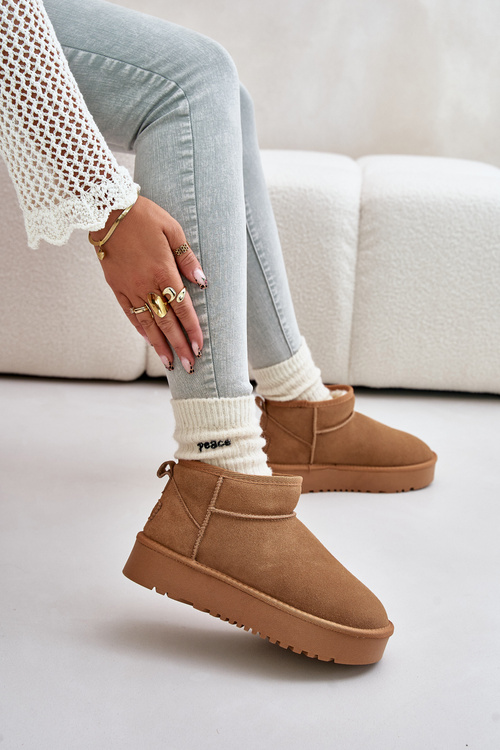 Women's Suede Snow Boots On Platform Camel Nereviana