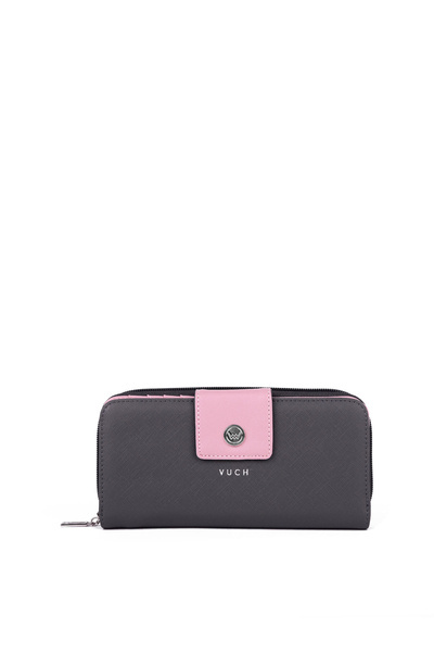 Large Women's Zip Wallet Grey-Pink Huntress