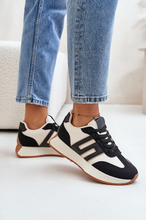 Buty Sportowe Sneakersy Platforma Czarne Thari