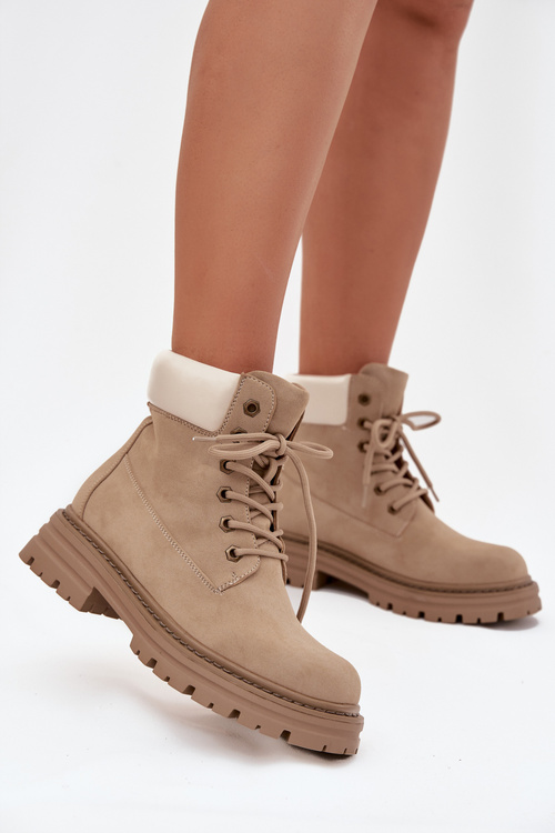 Women's Lace-up Boots Beige Norena