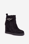 Wedge Ankle Boots With Decorative Strap Black Kaiviana