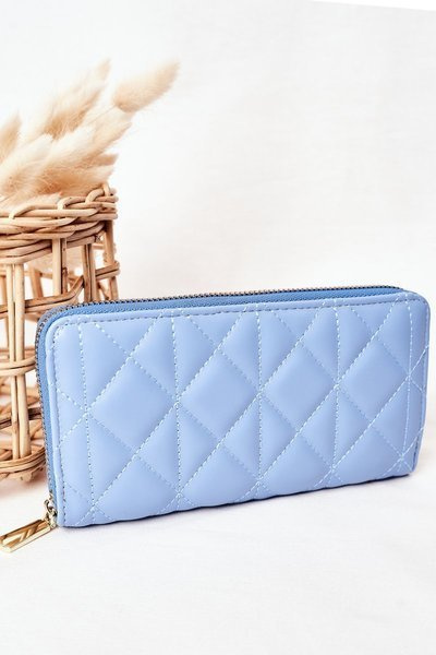 Large Quilted Women's Wallet Blue