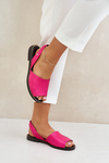 Leather Slip-On Sandals Fuchsia Zazoo 40327