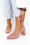 Suede Pumps On A Block Heel Sergio Leone PB178 Pink