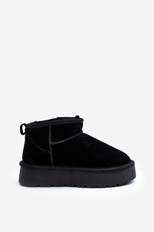 Fashionable Suede Low Snow Boots Black Nucca