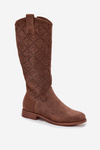 Women's Ankle Boots with Mesh Pattern on Flat Heel S Baraski HY52 534 Brown