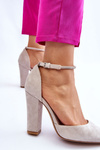 Elegant Suede Heel Pumps Light Beige Kaliya