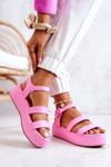 Leather Sandals On A Buckle Pink Graceful