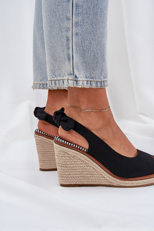 Wedge Sandals With Braiding Black Nanalis