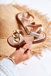 Children's Sandals With Velcro Gold Layra 