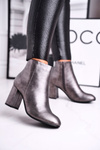 Women's Boots On High Heels Grey Gun