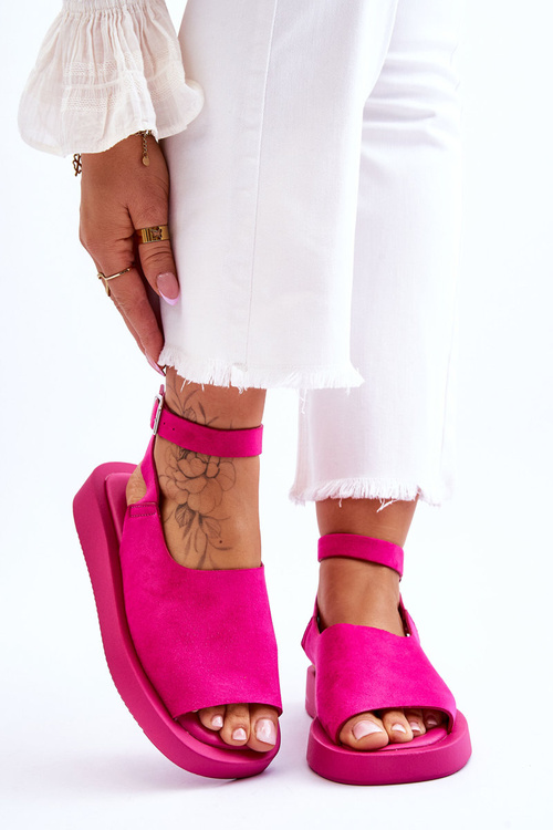 Comfortable Women's Sandals On The Platform Fuchsia Rubie