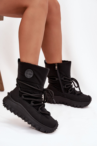 Leather Snow Boots on Platform Lee Cooper LCJ-25-12-3660 Black