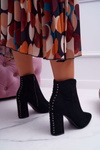 Women's High Heeled Boots with Spike Rivets RB23P Black Snack