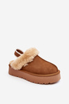 Leather Suede Slippers Women On Platform With Fur Camel Sophienne