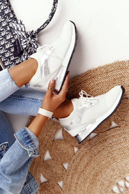 Women’s Sport Shoes Sneakers White-Silver Netta