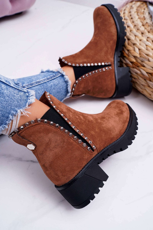 Women's Stiletto Boots With Zircons Camel Sissy