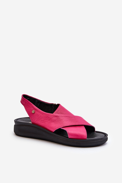 Leather Wedge Sandals Black Morgan