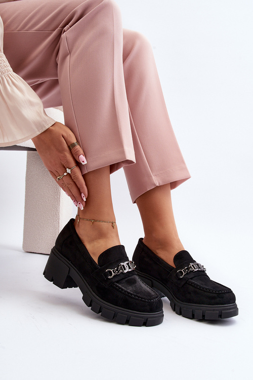 Black Loafers on Chunky Heel Eriella
