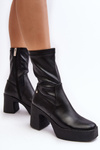 Women's Leather Boots on Heel GOE MM2N4047 Black