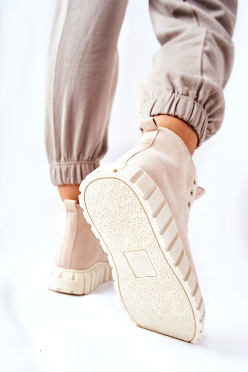 Suede High Platform Sneakers Beige Meniphise