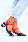 Leather Sandals On A Block Heel Maciejka 04120-17 Navy