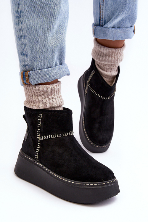 Women's Suede Snow Boots Maciejka 06257-01 Black