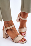 Women's Suede Low Heel Sandals Beige Loredo