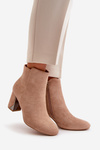 Insulated Heeled Boots with Mirror Element Beige Silvare
