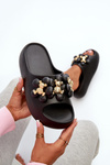 Women's Foam Flip Flops With Decorations On Thick Sole Black Bremavia