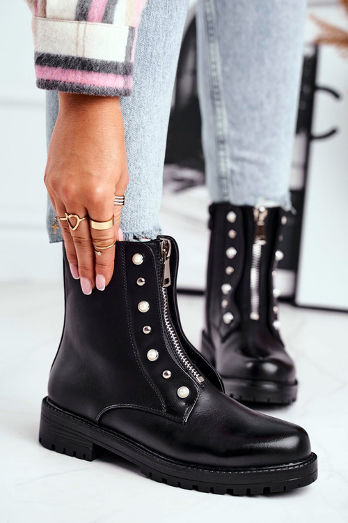 Women's Boots With Big Zip Black Hypnotized